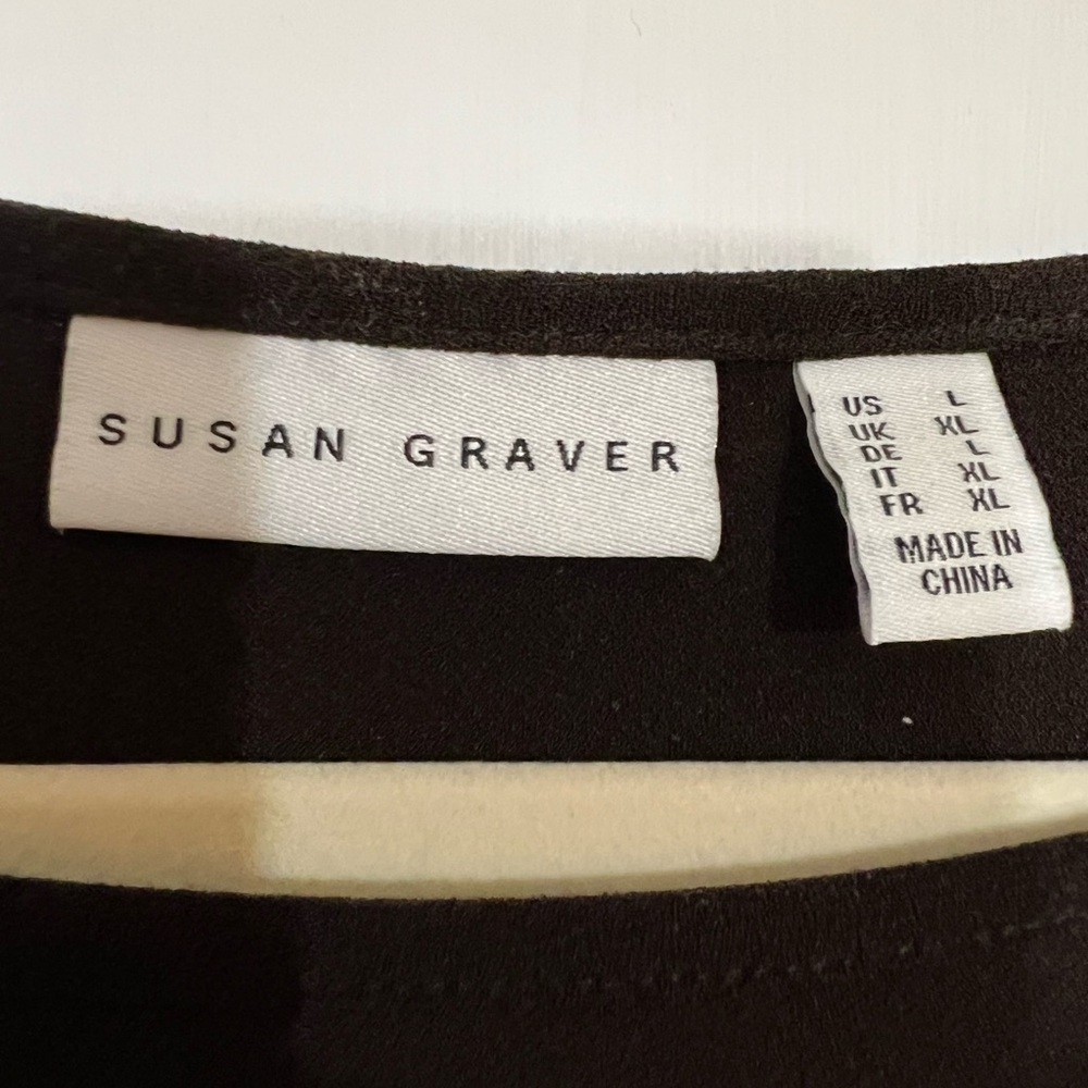 Susan Graver Brown Liquid Knit Top -  Beautiful trim in copper color. - Picture 3 of 9